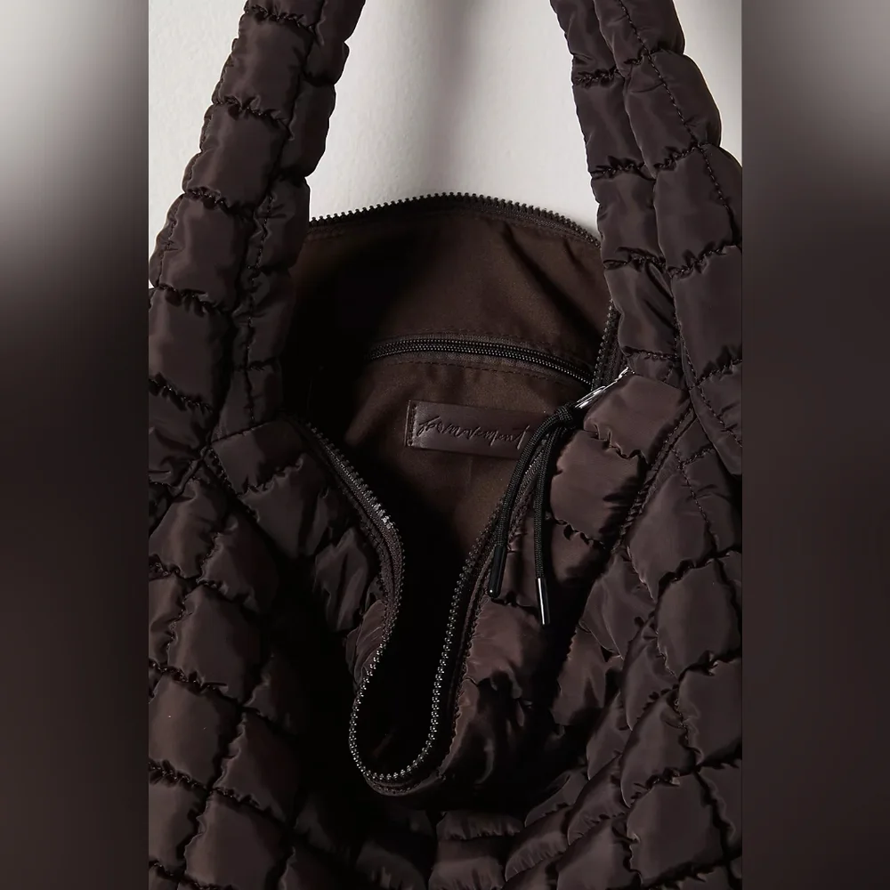 Quilted Carryall Tote Bag Chocolate Brown Free People FP Movement Gym Hobo BNWT!